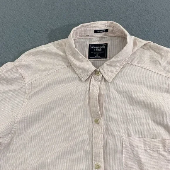 Abercrombie & Fitch Top Button Up Boyfriend Size XL Long Sleeve Pink Soft Cotton - Picture 2 of 16